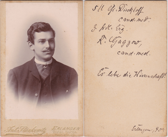 Richard Gagzow, 1890. Fotograf: Ant. Stankewitz, Erlangen 